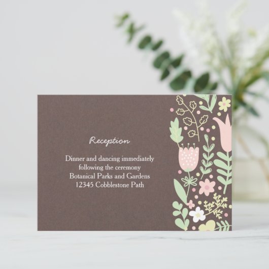 Rustieke Boho Pastel Bloem Krans Bruiloft Kaart (Staand voorkant)