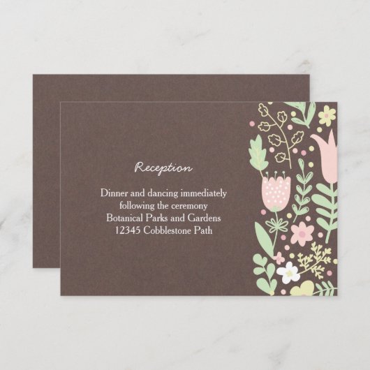 Rustieke Boho Pastel Bloem Krans Bruiloft Kaart (Voorkant / Achterkant)