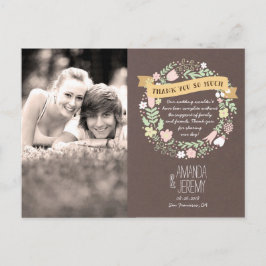 Rustieke Boho Pastel Bloem Krans Dank u Briefkaart