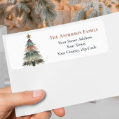 Rustieke Boho Peach Green Christmas Tree Ornamente Etiket