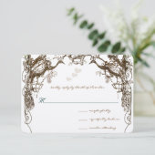 Rustieke Boho Peacock  Liefde Vogel Bruiloft RSVP (Staand voorkant)