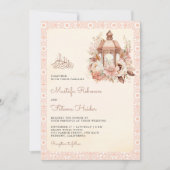 Rustieke Boho Perzik Bloemlantaarn Moslim Bruiloft Kaart (Voorkant)