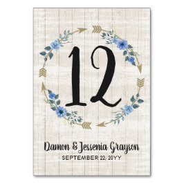 Rustieke Boho Pijlen & Bloemen Tafel Nummer Kaart