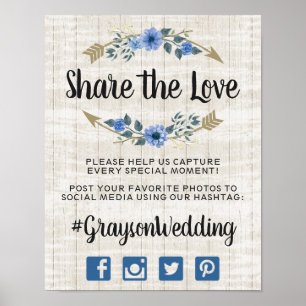 Rustieke Boho Pijlen & Bloemendecor Bruiloft Hasht Poster