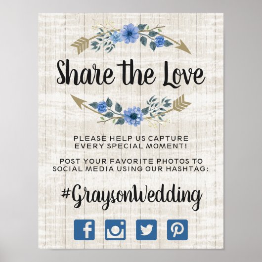 Rustieke Boho Pijlen & Bloemendecor Bruiloft Hasht Poster (Voorkant)