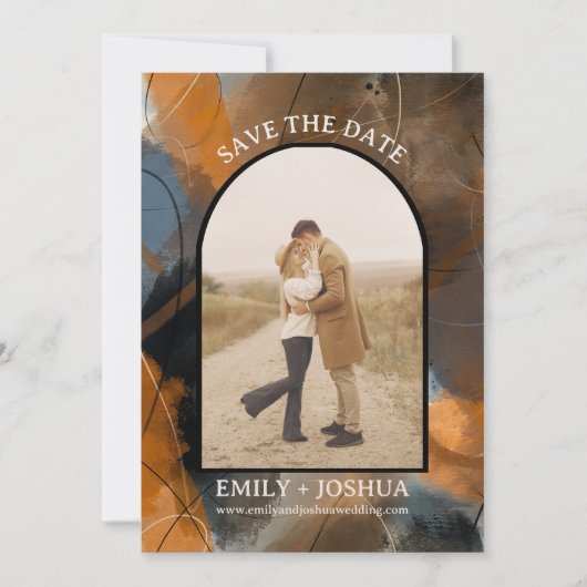 Rustieke Boho Plat Save The Date Kaarten Artistiek (Voorkant)