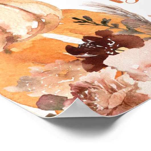 Rustieke Boho Pompoen Baby Shower Gastboek Poster (Hoek)