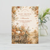 Rustieke Boho Pompoen Baby Shower Kaart (Staand voorkant)