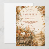 Rustieke Boho Pompoen Baby Shower Kaart (Voorkant / Achterkant)
