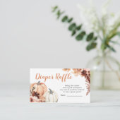 Rustieke Boho Pompoen Baby shower Luier Raffle Informatiekaartje (Staand voorkant)