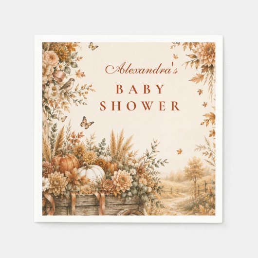 Rustieke Boho Pompoen Baby Shower Servet (Voorkant)