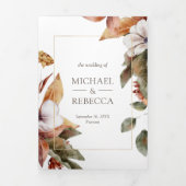 Rustieke Boho Pompoen Foto QR Code Trouwen Drieluik Uitnodiging (Cover)