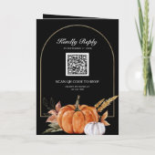 Rustieke Boho Pompoen Foto QR Code Zwarte Huwelijk (Achterkant)