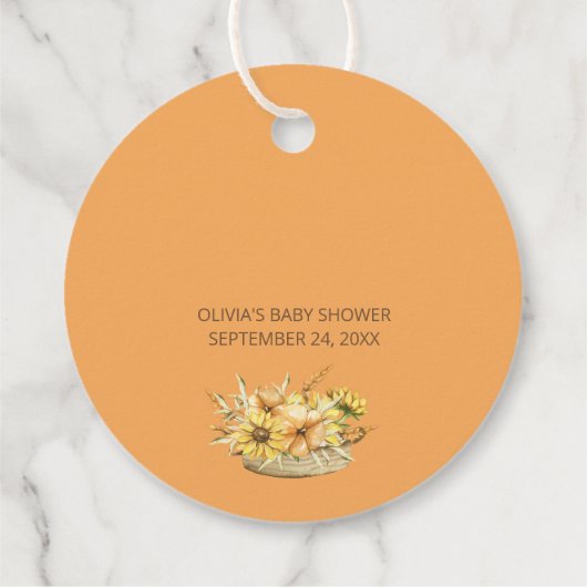 Rustieke Boho Pompoen Herfst Bloemen Baby shower Bedankjes Labels (Achterkant)