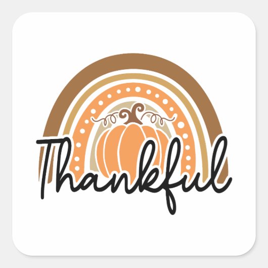 Rustieke Boho pompoen regenboog dankbaar Vierkante Sticker (Voorkant)