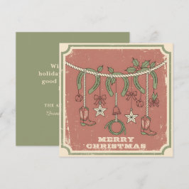 Rustieke Boho Prettig op de Ranch Kerstmis Feestdagenkaart