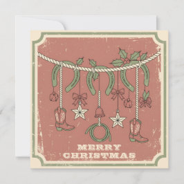 Rustieke Boho Prettig op de Ranch Kerstmis Feestdagenkaart
