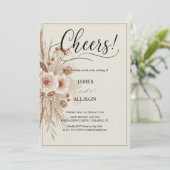 Rustieke Boho Proost Neutrale Bloemen Uitnodiging (Staand voorkant)
