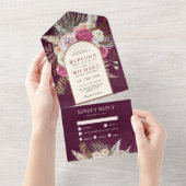 Rustieke Boho Pruim Bloemenboog Bruiloft All In One Uitnodiging (Afscheurbaar)