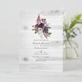 Rustieke Boho QR Code RSVP Wijnproeverij Trouwfees Kaart (Staand voorkant)