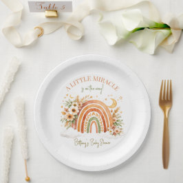 Rustieke Boho Regenboog Baby Shower Papieren Bordje