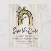Rustieke Boho Regenboog Kerstfeest Save the Date Aankondigingskaart (Voorkant)