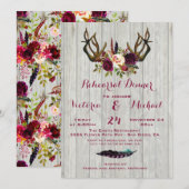 Rustieke Boho repetitie diner met bloemengewei Kaart (Voorkant / Achterkant)