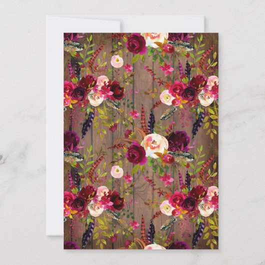 Rustieke Boho repetitie diner met bloemengewei Kaart (Achterkant)