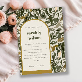 Rustieke Boho Retro Boog Groene Botanische Huwelij Kaart