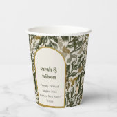 Rustieke Boho Retro Boog Groene Botanische Huwelij Papieren Bekers (Achterkant)