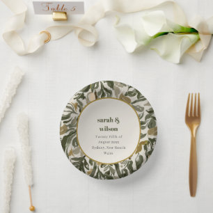 Rustieke Boho Retro Boog Groene Botanische Huwelij Papieren Kommen