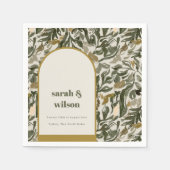 Rustieke Boho Retro Boog Groene Botanische Huwelij Servet (Voorkant)