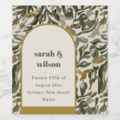 Rustieke Boho Retro Boog Groene Botanische Huwelij Wijn Etiket (Enkel label)