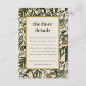 Rustieke Boho Retro Groene Botanische bruiloft Det Informatiekaartje (Voorkant)