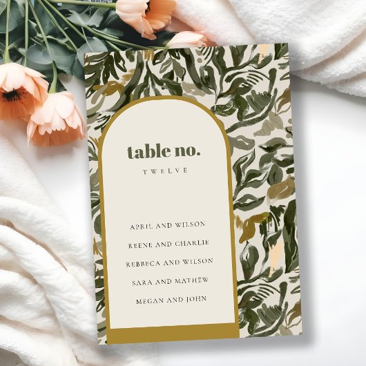 Rustieke Boho Retro Groene Botanische Trouwstoelen Kaart