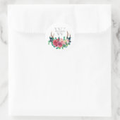 Rustieke Boho Rode Bloem Herten Geweien Monogram Ronde Sticker (Tas)