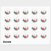 Rustieke Boho Rode Bloem Takken Bruiloft Ronde Sticker (Vel)