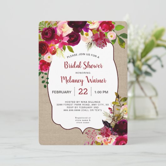 Rustieke Boho Rode Bloemen Vrijgezellenfeest uitno Kaart (Staand voorkant)