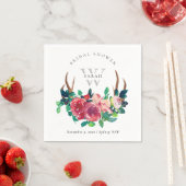 Rustieke Boho Rode Bloemende Hertengeweien Bruilof Servet (Insitu)