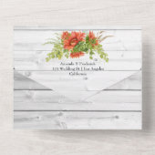 Rustieke Boho Rode Zonnebloemen Landelijke Schuur All In One Uitnodiging (Achterkant)