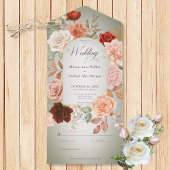 Rustieke Boho Roest Perzik Bloemenboog Sage Geen D All In One Uitnodiging