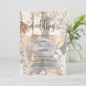 Rustieke Boho Romance Elegante Foto Bloemen Huweli Kaart (Staand voorkant)