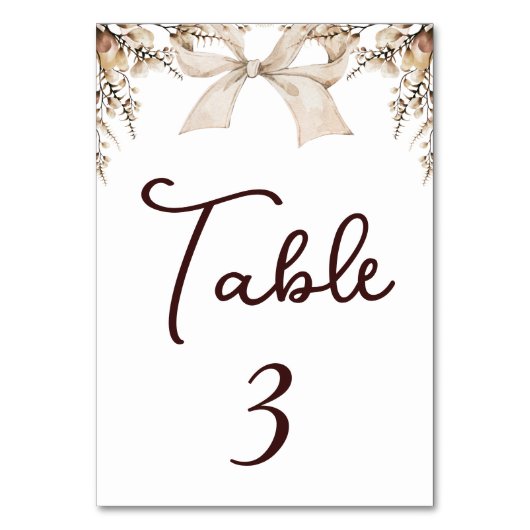 Rustieke Boho Romantisch Elegant Ivoor Bow Table K Kaart (Achterkant)