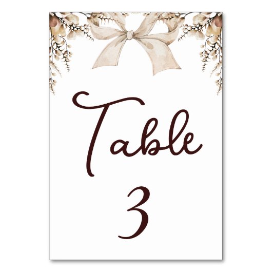 Rustieke Boho Romantisch Elegant Ivoor Bow Table K Kaart (Voorkant)