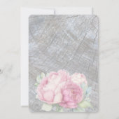 Rustieke boho roze bloemen chic bruiloft uitnodigi kaart (Achterkant)