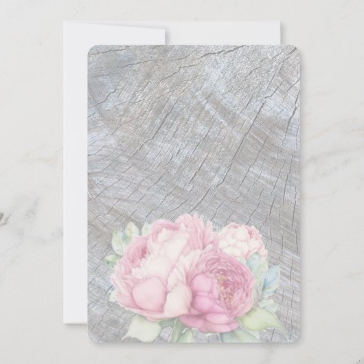 Rustieke boho roze bloemen chic bruiloft uitnodigi kaart (Achterkant)