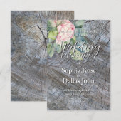 Rustieke boho roze bloemenbruiloft kaart (Voorkant / Achterkant)