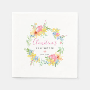 Rustieke Boho Roze Gele Bloemenkraamfeest Servet