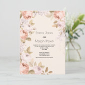 Rustieke boho roze koraal ivoor bloementhema Bruil Kaart (Staand voorkant)