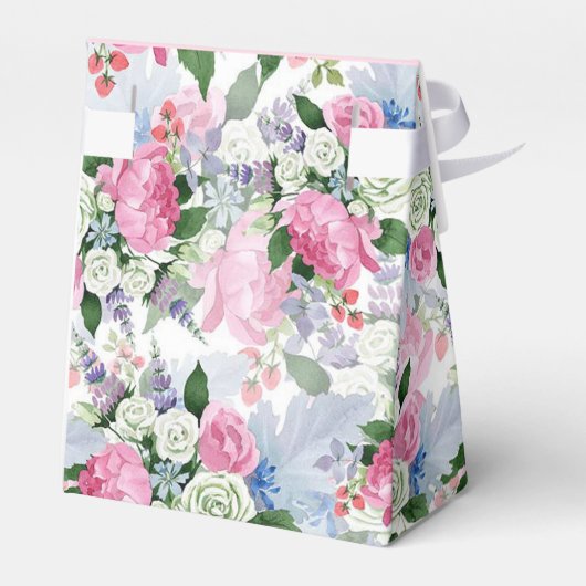 Rustieke boho roze lila waterverf bloem bruiloft bedankdoosjes (Achterkant)